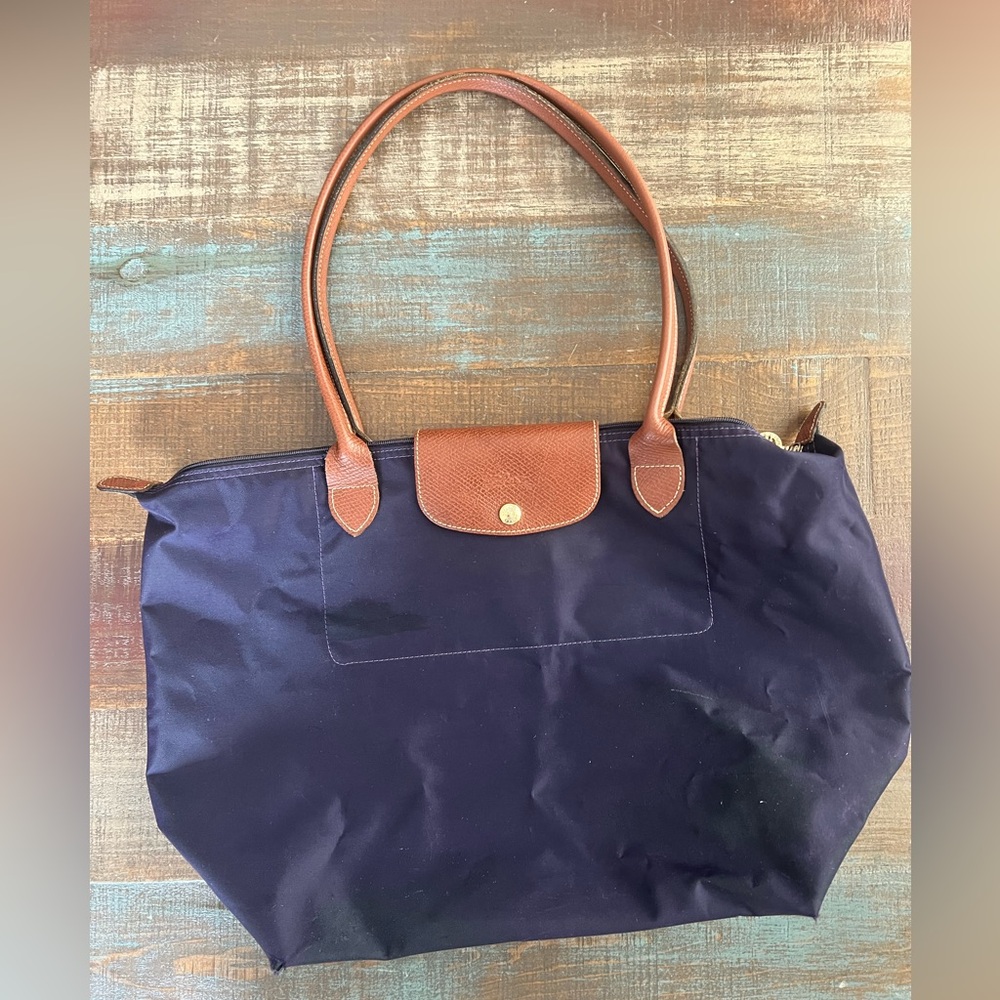 Longchamp Le Pliage large tote eggplant EUC